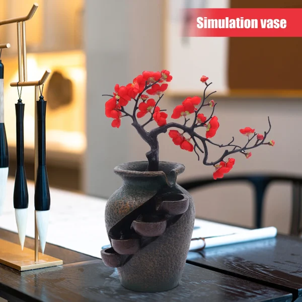 110V Flower Vase Waterfall Fountain Tabletop Indoor