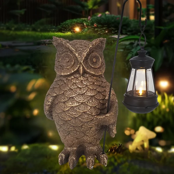 Outdoor Owl Solar Statue Light