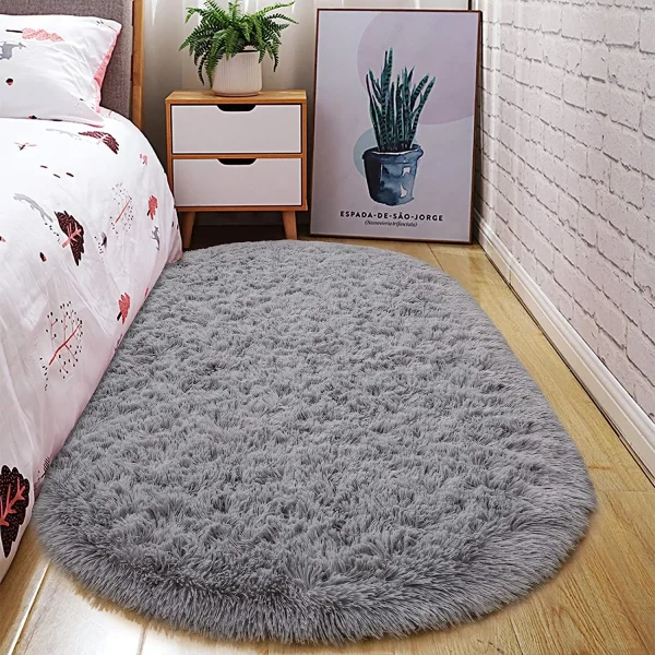 Oval Fluffy Ultra Soft Area Rugs 2.6 x 5.3ft