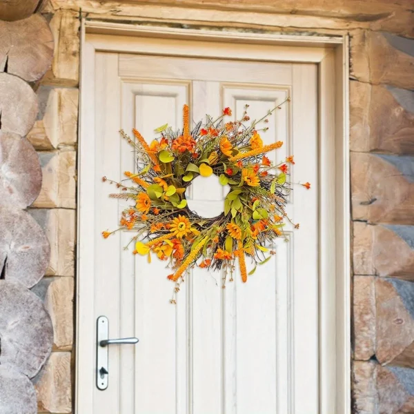 17.7" Fall Wreath Farmhouse Harvest Sunflowe