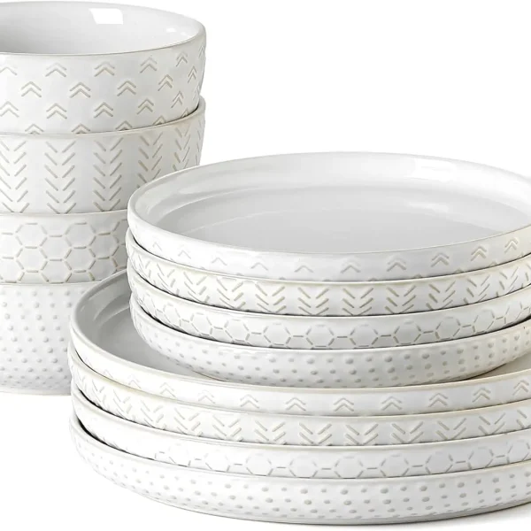 Farmhouse Ceramic Dinnerware Set for 4, 12 piece
