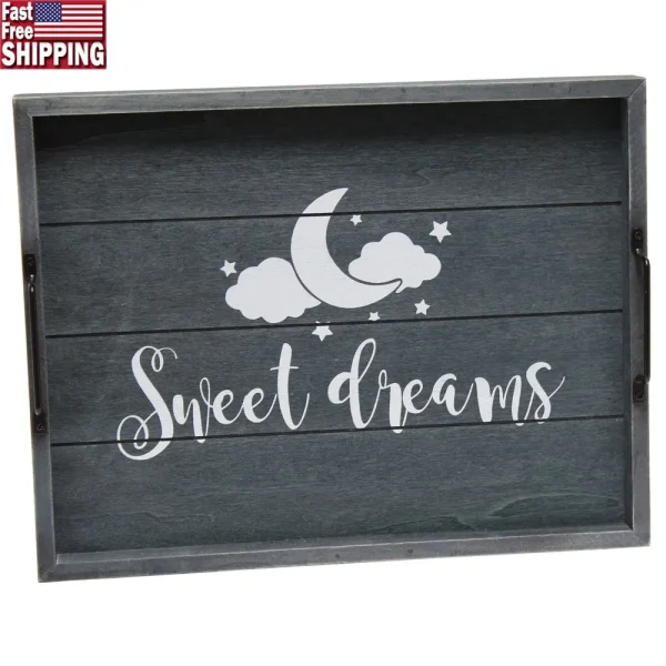 Serving Tray Sweet Dreams Midnight Blue Wash Farmhouse