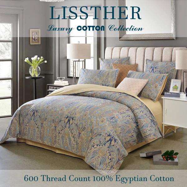 3pcs 600TC 100% Egyptian Cotton Duvet Cover Set